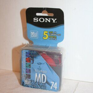 (5) Sony MD 74 Recordable Colored Mini Discs 74 Minute ** NEW SEALED